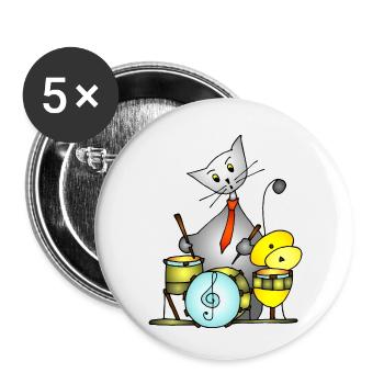 Katze - Buttons klein 25 mm (5er Pack) - Weiß - Vorne
