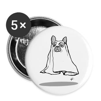 GHOST DOG - Buttons klein 25 mm (5er Pack) - Weiß - Vorne