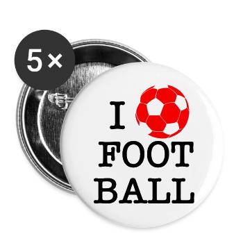 Ich liebe Fußball - Buttons klein 25 mm (5er Pack) - Weiß - Vorne