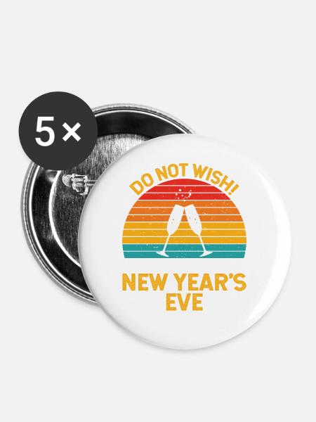 New Year - Buttons klein 25 mm (5er Pack) - Weiß