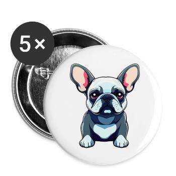 French Bulldog Dog Illustration - Buttons small 1''/25 mm (5-pack) - white - Front