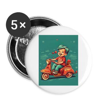 Poster eines Vintage-Spielzeugs - Buttons klein 25 mm (5er Pack) - Weiß - Vorne