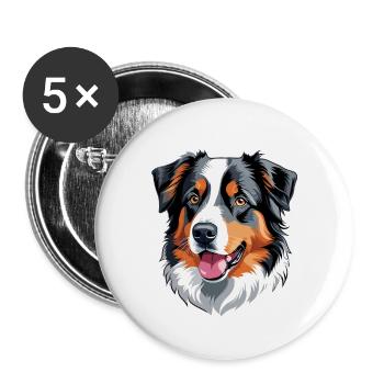 Australischer Schäferhund - Buttons klein 25 mm (5er Pack) - Weiß - Vorne