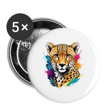 Guépard - Lot de 5 petits badges (25 mm) - blanc - Devant