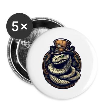 Serpent cobra - Lot de 5 petits badges (25 mm) - blanc - Devant