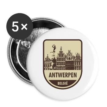 Panneau du paysage urbain d’Anvers - Lot de 5 petits badges (25 mm) - blanc - Devant