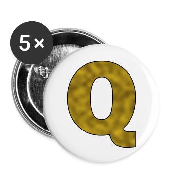Letter Q Gold - Buttons small 1''/25 mm (5-pack) - white - Front