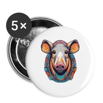 Tapir - Buttons klein 25 mm (5er Pack) - Weiß - Vorne