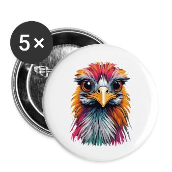 Autruche - Lot de 5 petits badges (25 mm) - blanc - Devant