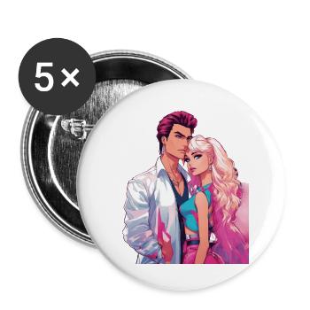 Tenues des années 80 - Lot de 5 petits badges (25 mm) - blanc - Devant