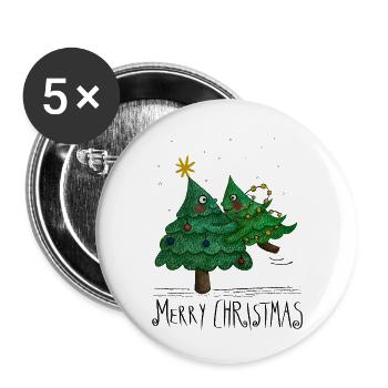 Arbre de Noël Amour Joyeux Noël - Lot de 5 petits badges (25 mm) - blanc - Devant