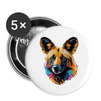 Afrikanischer Wildhund - Buttons klein 25 mm (5er Pack) - Weiß - Vorne