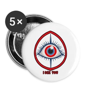 All-Seeing Eye - Buttons small 1''/25 mm (5-pack) - white - Front