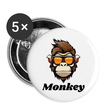 Affe, Affe, Primat - Buttons klein 25 mm (5er Pack) - Weiß - Vorne