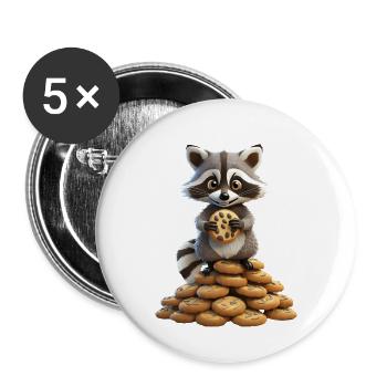 I got 99 Cookies cause a ... ate one - cute racoon - Buttons small 1''/25 mm (5-pack) - white - Front
