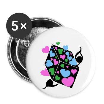 Cube d’amour v Mère et Fille 2 - Lot de 5 petits badges (25 mm) - blanc - Devant