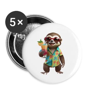 Ne vous dépêchez pas d’être heureux mignon petit paresseux hawaïen - Lot de 5 petits badges (25 mm) - blanc - Devant