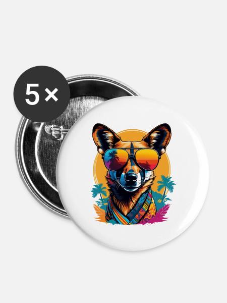 Afrikanischer Wildhund - Buttons klein 25 mm (5er Pack) - Weiß