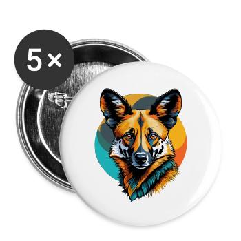 Afrikanischer Wildhund - Buttons klein 25 mm (5er Pack) - Weiß - Vorne