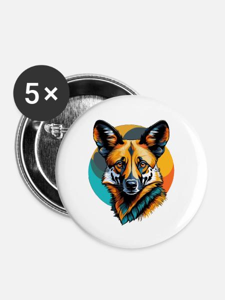 Afrikanischer Wildhund - Buttons klein 25 mm (5er Pack) - Weiß