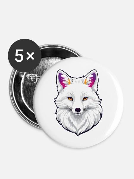 Polarfuchs - Buttons klein 25 mm (5er Pack) - Weiß