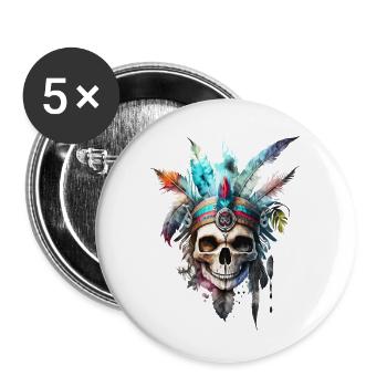 Crâne de sorcière - Lot de 5 petits badges (25 mm) - blanc - Devant
