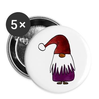 Kreativer Weihnachtsgnom mit farbverfremdetem Hut - Buttons klein 25 mm (5er Pack) - Weiß - Vorne