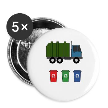 Garbage Truck Love Garbage Collection Child Boy I Gift - Buttons small 1''/25 mm (5-pack) - white - Front
