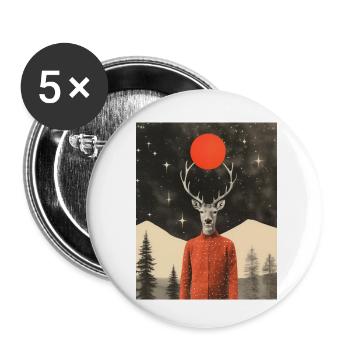Surreale Rentier-Wintercollage - Buttons klein 25 mm (5er Pack) - Weiß - Vorne