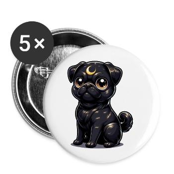 Moonlight Puppy Gaze - Buttons small 1''/25 mm (5-pack) - white - Front