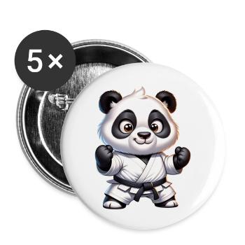 Karaté Panda - Lot de 5 petits badges (25 mm) - blanc - Devant