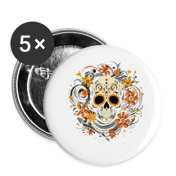 Ethereal Skull Blooms - Buttons klein 25 mm (5er Pack) - Weiß - Vorne