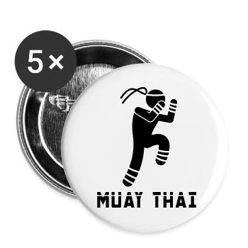Muay Thaï - Lot de 5 petits badges (25 mm) - blanc - Devant