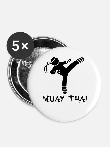 Muay Thai - Buttons klein 25 mm (5er Pack) - Weiß