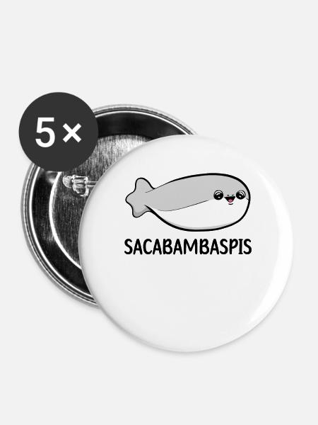 Sacabambaspis Fisch Meme - Buttons klein 25 mm (5er Pack) - Weiß