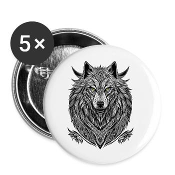 Loup blanc - Lot de 5 petits badges (25 mm) - blanc - Devant