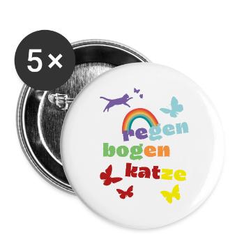 Chat arc-en-ciel - chemise de deuil - perte - Lot de 5 petits badges (25 mm) - blanc - Devant