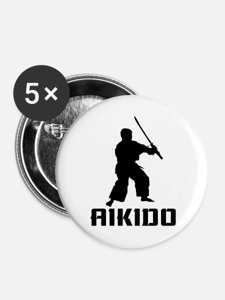 Aikido - Buttons klein 25 mm (5er Pack) - Weiß