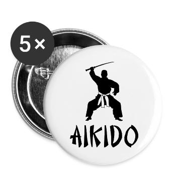 Aikido - Buttons klein 25 mm (5er Pack) - Weiß - Vorne