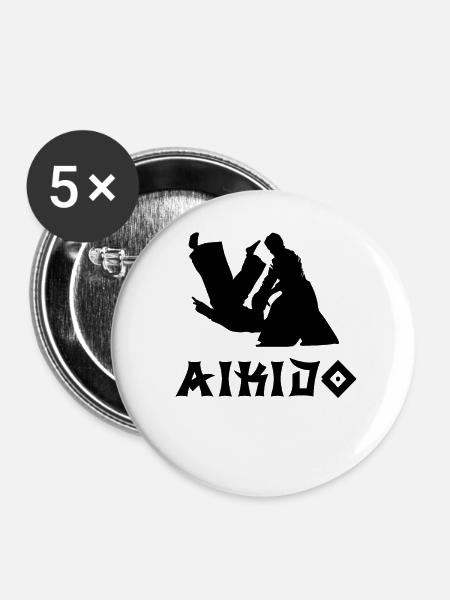 Aikido - Buttons klein 25 mm (5er Pack) - Weiß