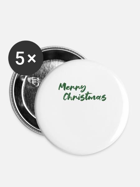 Merry Christmas - Buttons klein 25 mm (5er Pack) - Weiß