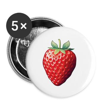 Erdbeere fruchtig - Buttons klein 25 mm (5er Pack) - Weiß - Vorne