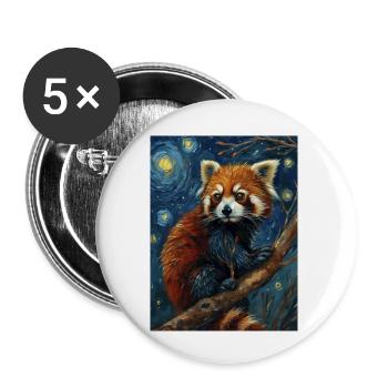 Panda Roux, Van Gogh, Style - Lot de 5 petits badges (25 mm) - blanc - Devant