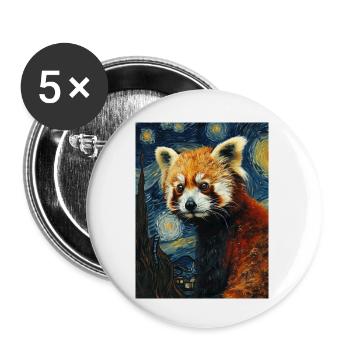 Panda Roux, Van Gogh, Style - Lot de 5 petits badges (25 mm) - blanc - Devant