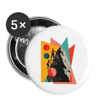 Collage de couple de grimpeurs - Lot de 5 petits badges (25 mm) - blanc - Devant
