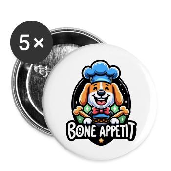 Bone Appetit - Buttons klein 25 mm (5er Pack) - Weiß - Vorne