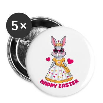 Easter Bunny Queen - Buttons small 1''/25 mm (5-pack) - white - Front