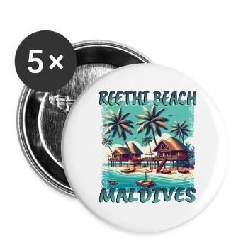 Malediven Reethi Beach Grunge-Erholung - Buttons klein 25 mm (5er Pack) - Weiß - Vorne