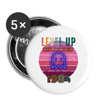 8-Bit Gaming Party: Pixelated Birthday Adventure - Buttons small 1''/25 mm (5-pack) - white - Front