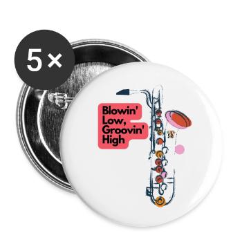 Blowin Low Groovin High - Buttons small 1''/25 mm (5-pack) - white - Front